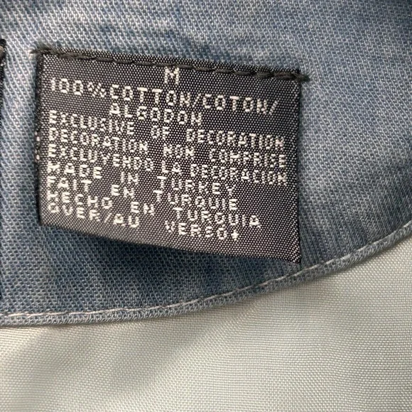 Liz wear Liz Claiborne Denim Western Vest Size M Blue Floral Patchwork Button - Picture 12 of 15